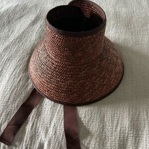 Anthropologie Brown Woven Visor Hat